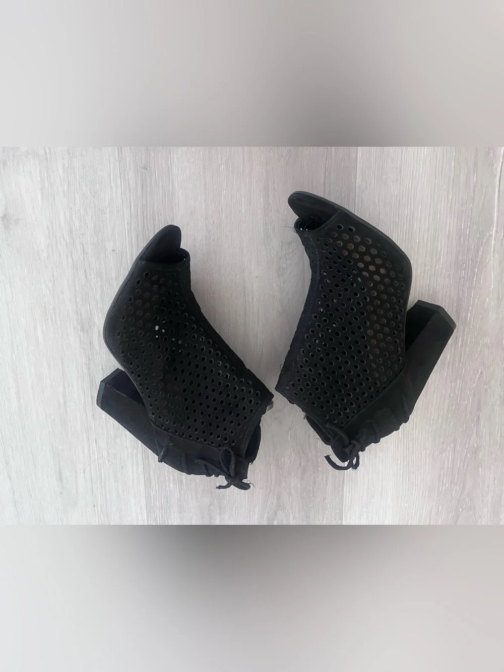 Jessica Cline faux suede peep toe booties
